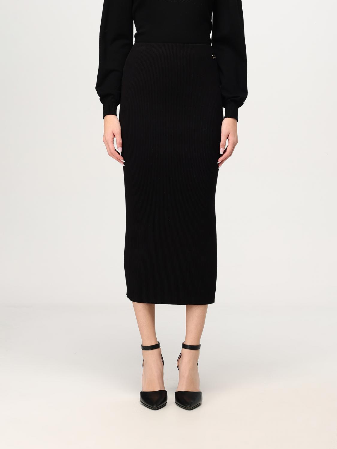 Ribbed-knit midi skirt - Red