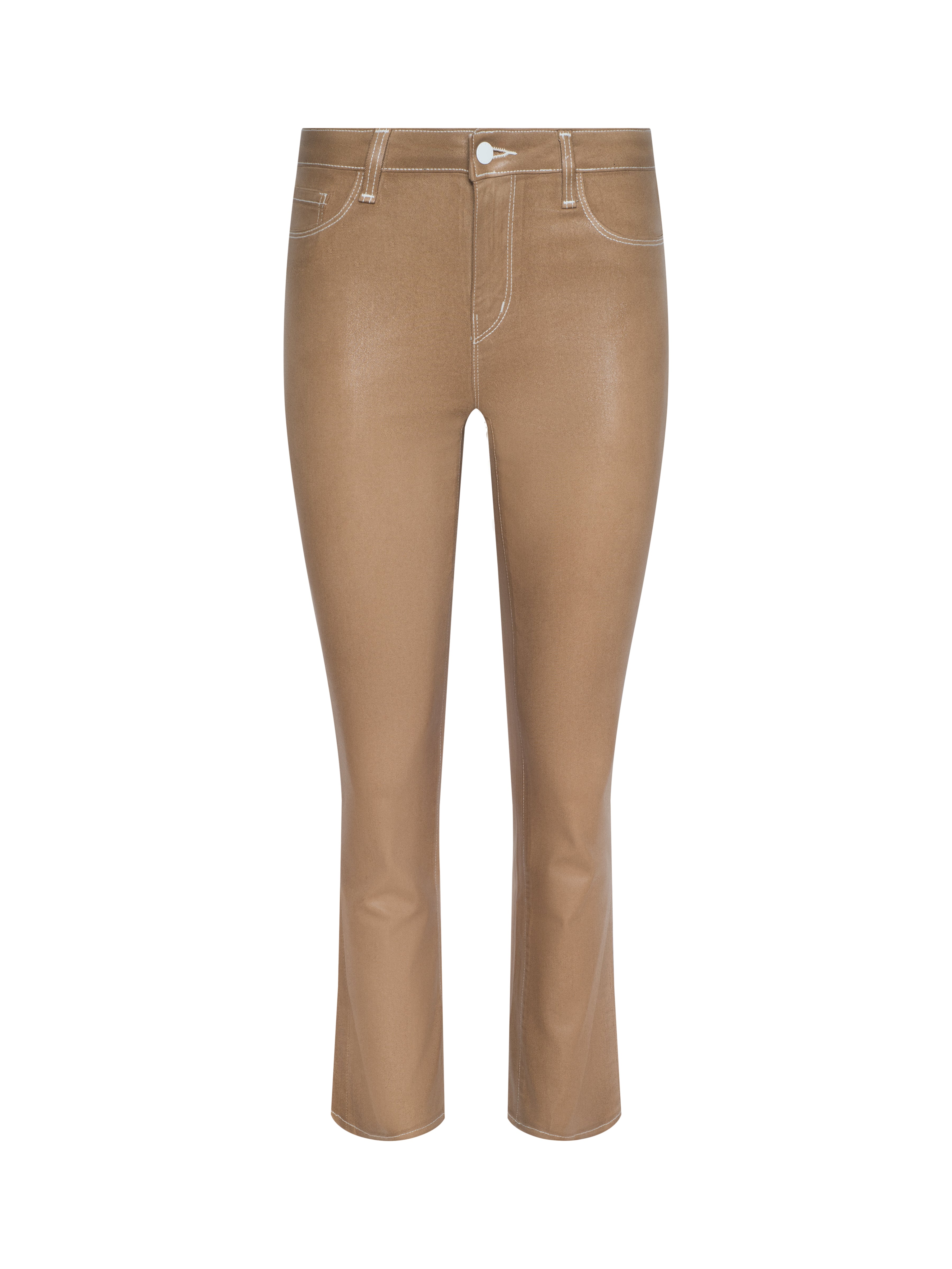 Tati Coated Bootcut Jean In Light Chai Latte/white Contrast Coated