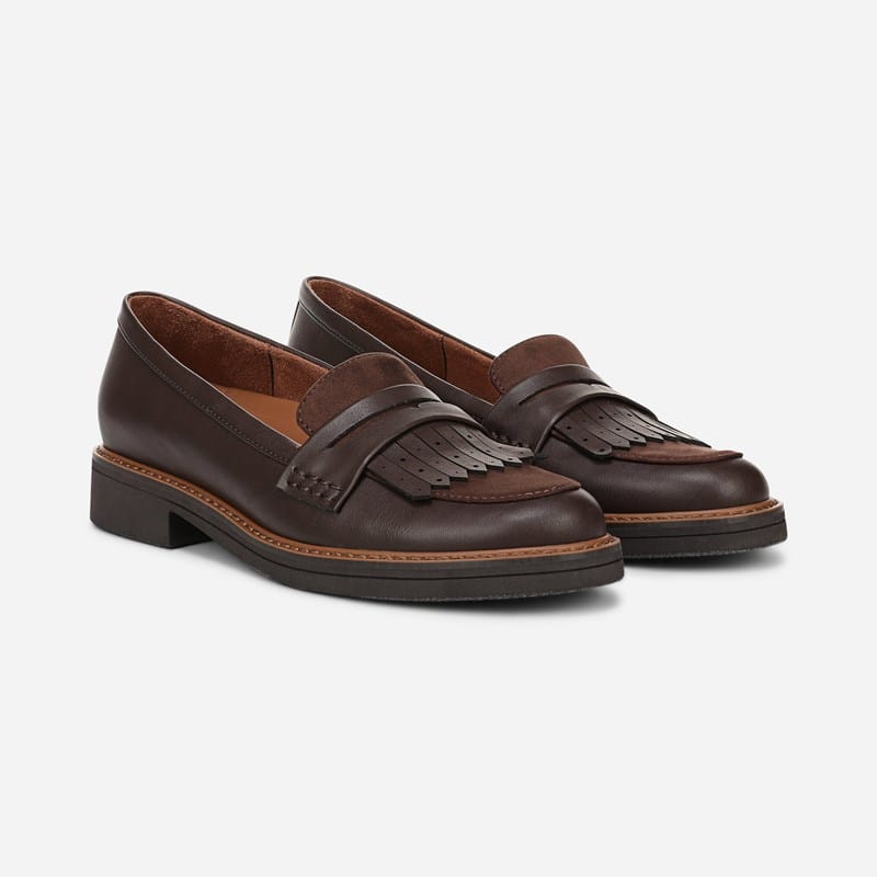 Pacey Loafer Shoes, Brown Fabric/Faux Leather