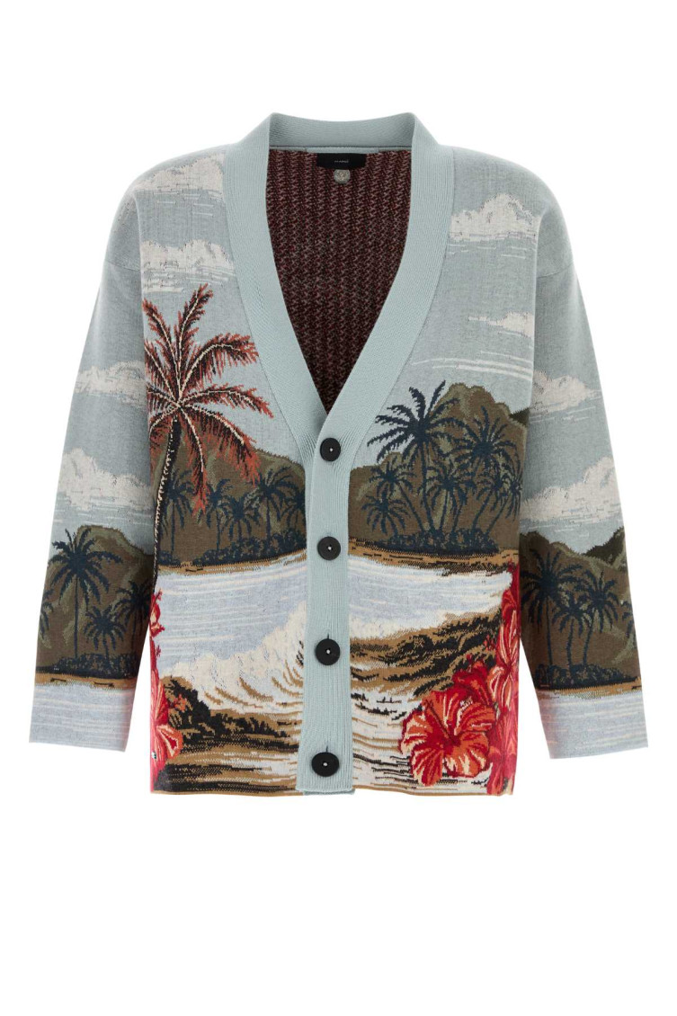 Embroidered Wool Blend Cardigan