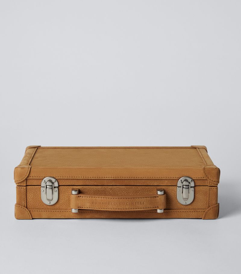 Leather Shearling-Trim Top-Handle Bag