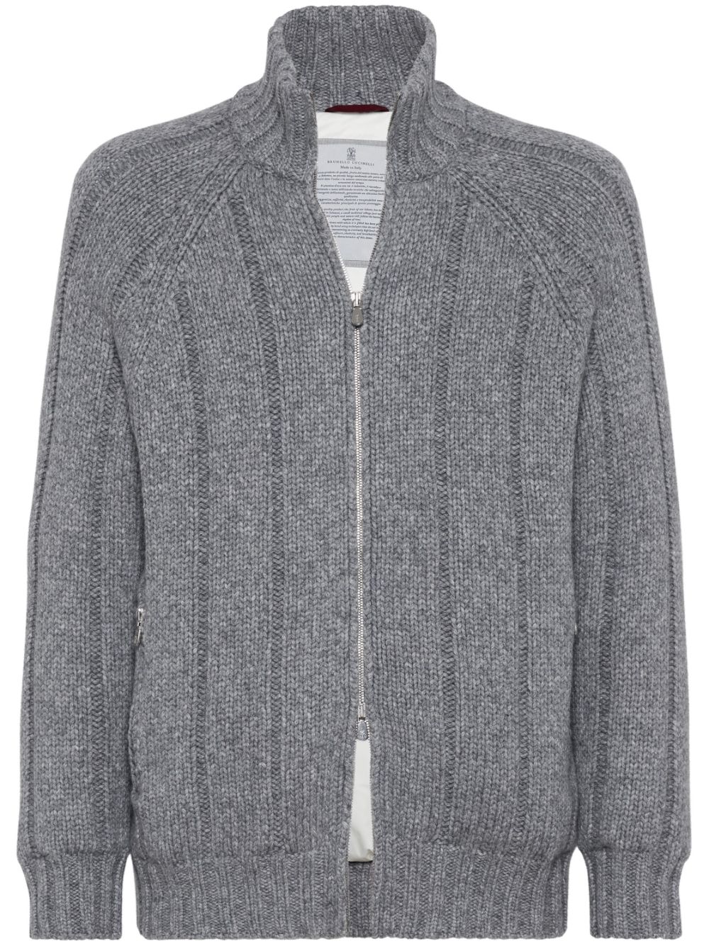 Ribbed-knit cashmere jacket - BLUE