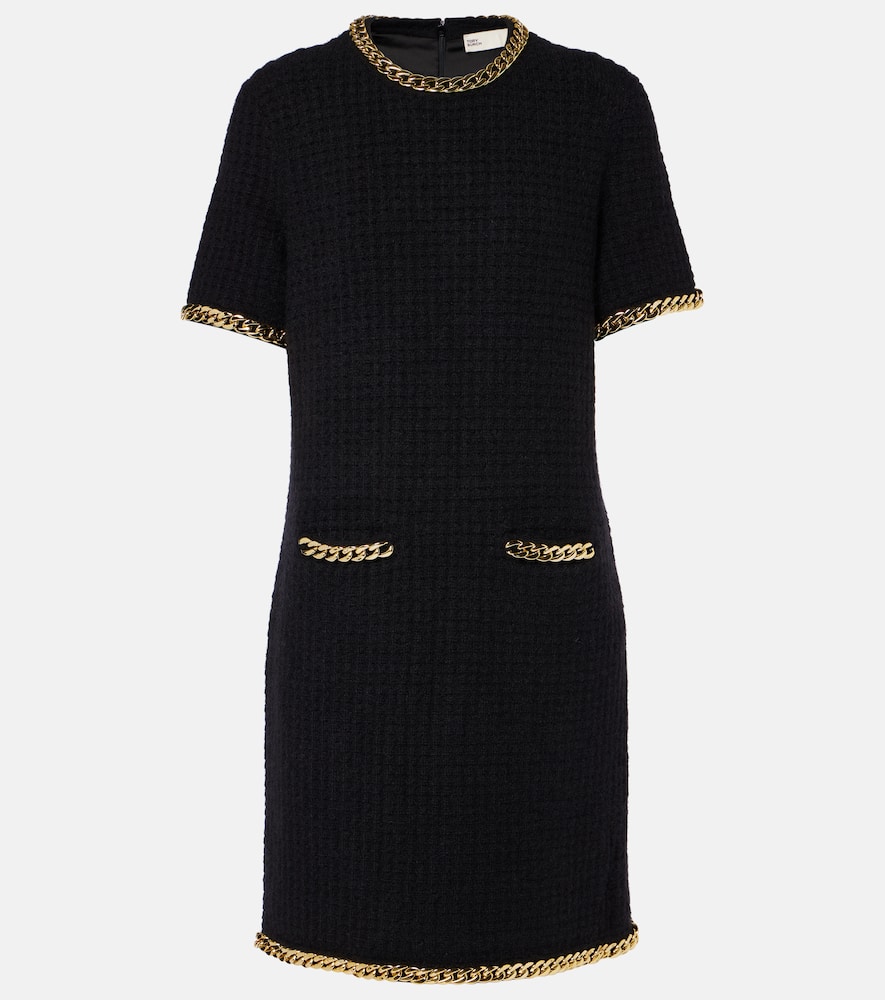 Chain-detail waffle-knit minidress