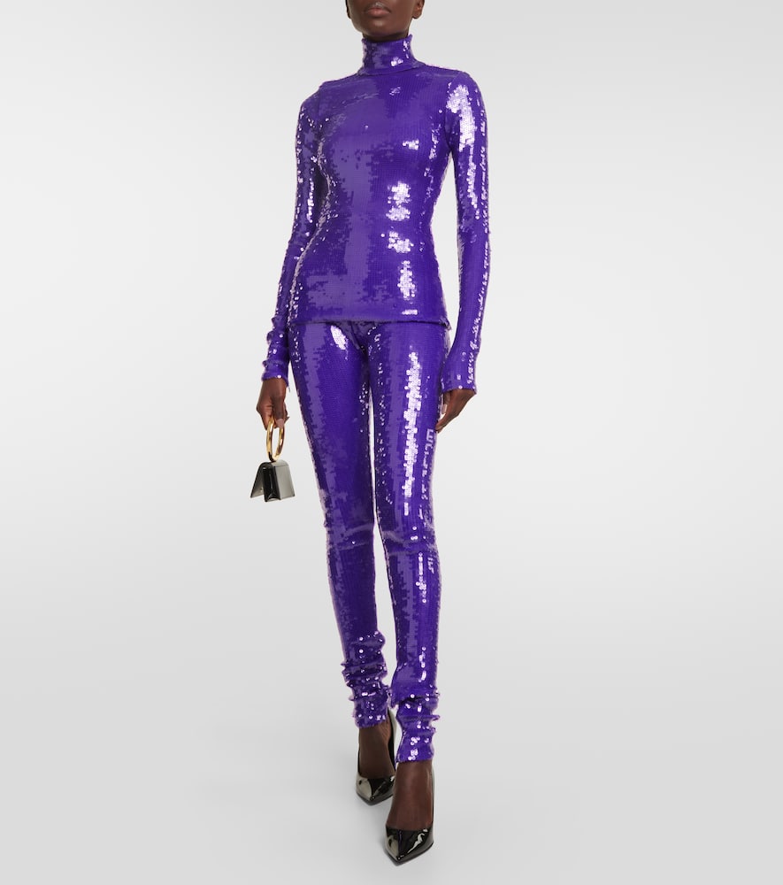 Sequined turtleneck top