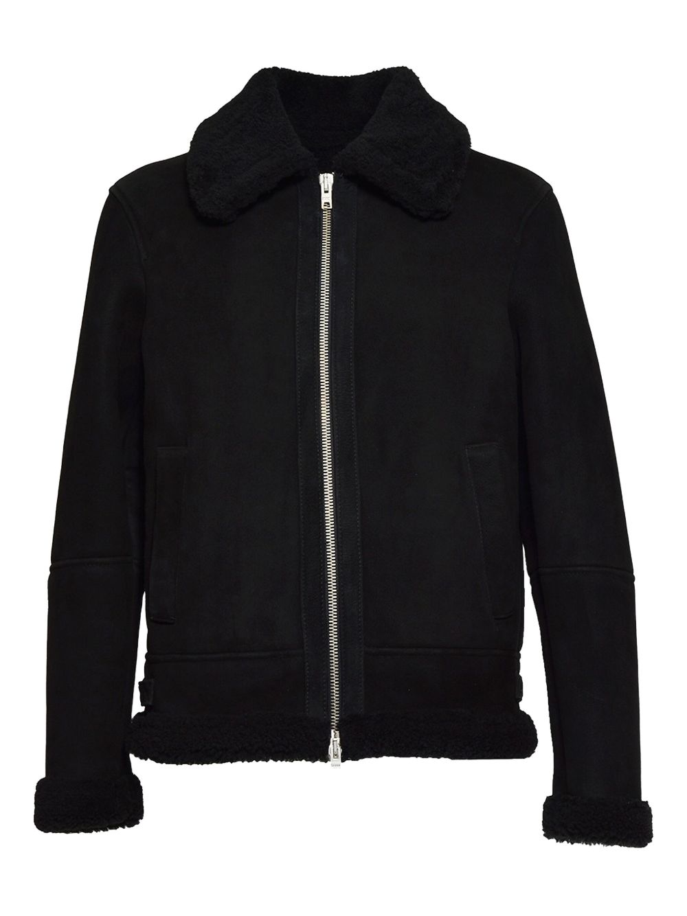 Suede zip-up jacket - Black