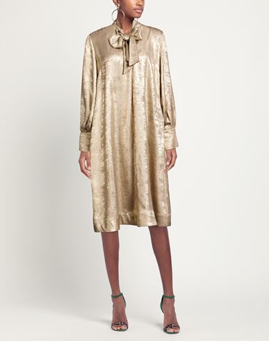 Woman Midi dress Gold Size 4 Polyester