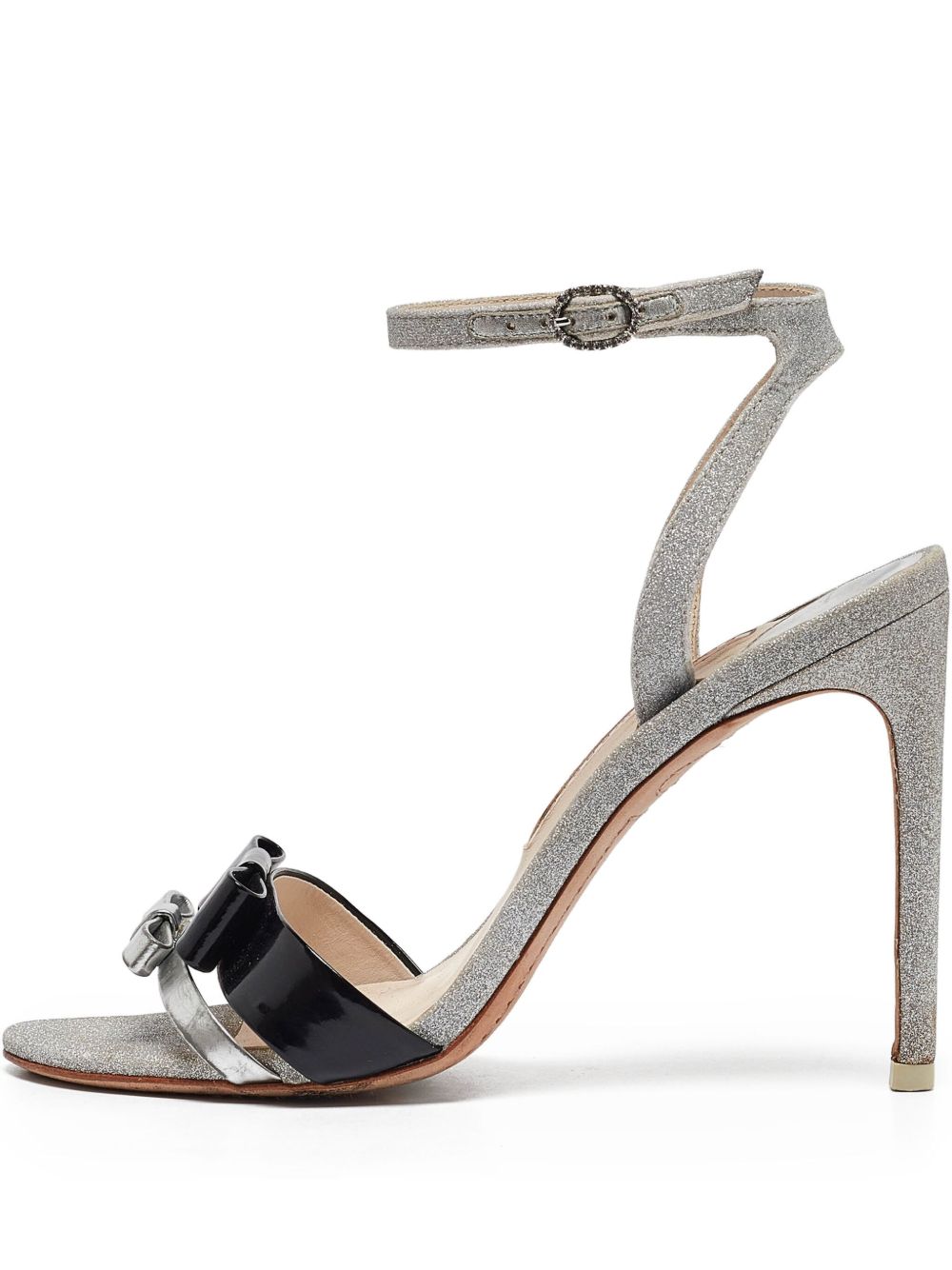 Pre-owned 105mm glitter-embellished sandals - Silver