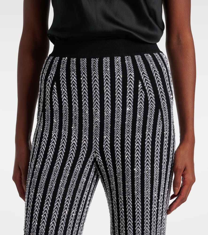 Chevron lamé flared pants