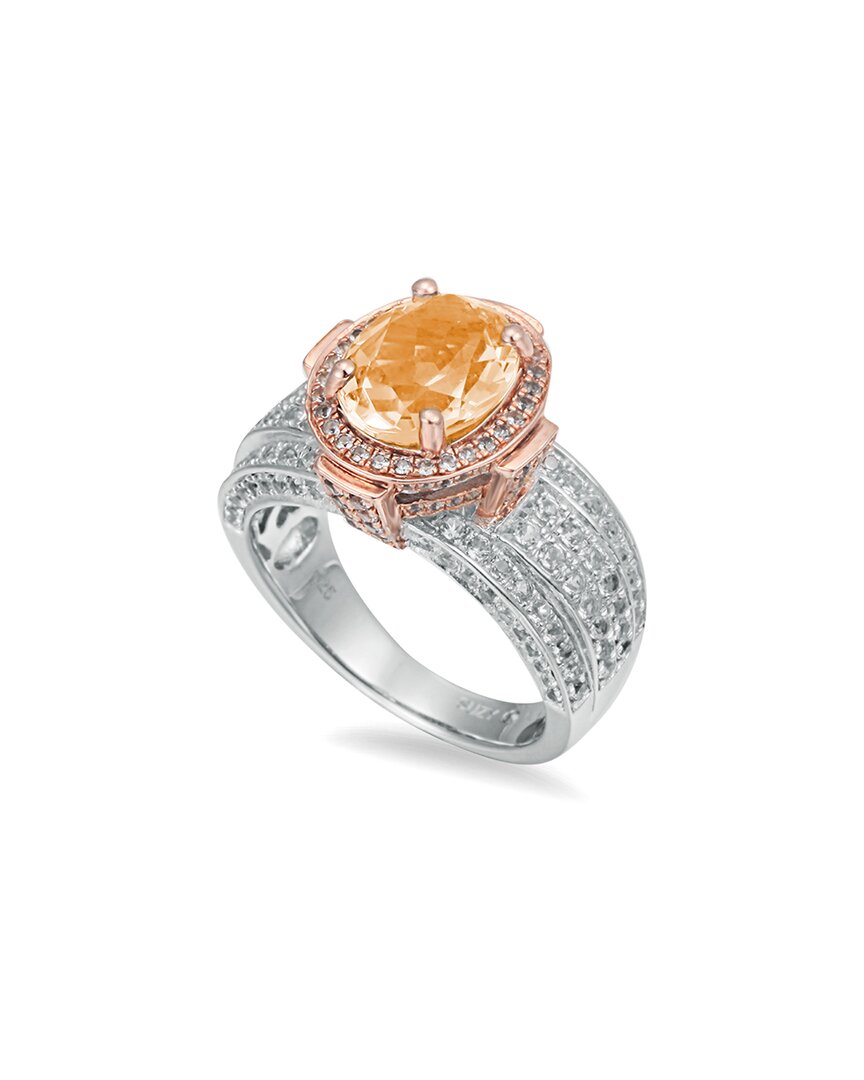 Two-Tone Silver 4.70 ct. tw. Citrine & White Topaz Ring