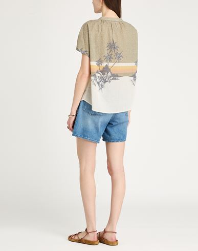 Woman Shirt Khaki Size S Cotton