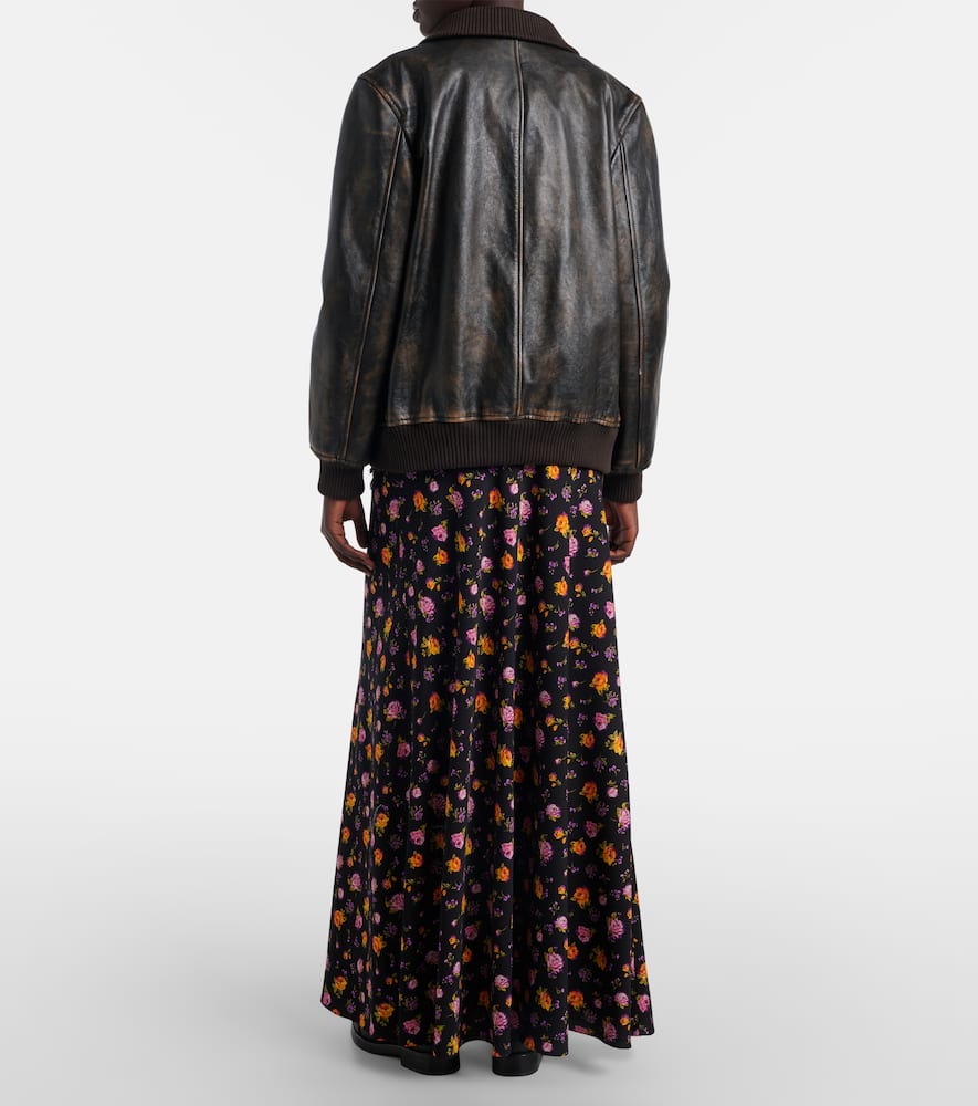 Floral silk-blend charmeuse maxi skirt