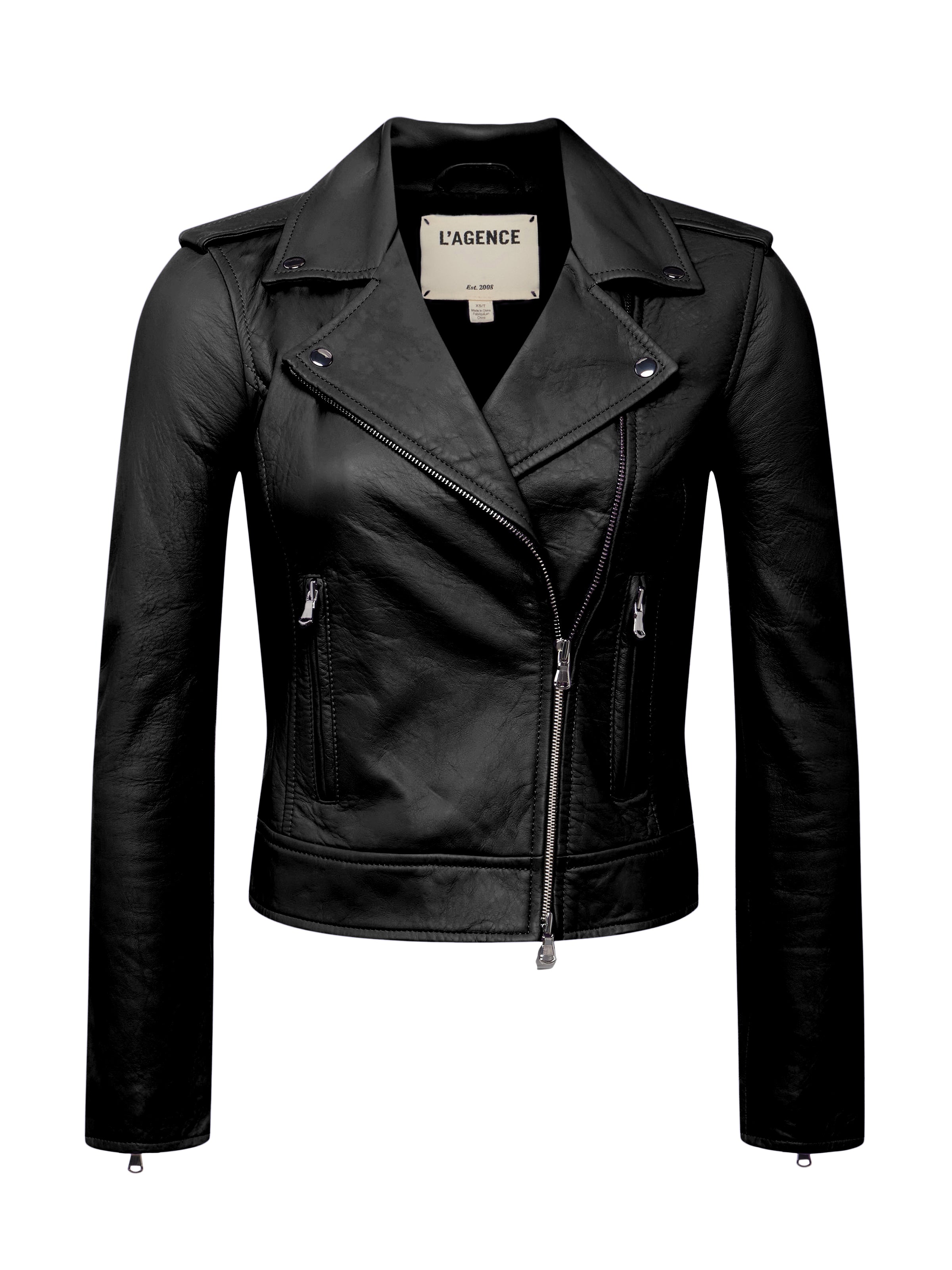 Leather Biker Jacket In Black