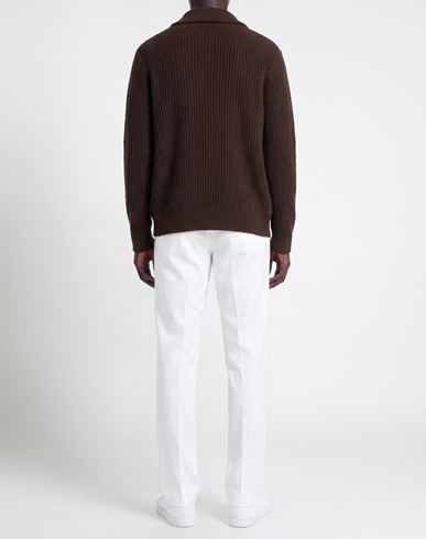 Man Turtleneck Dark brown Size L Cotton, Polyester, Elastane, Wool