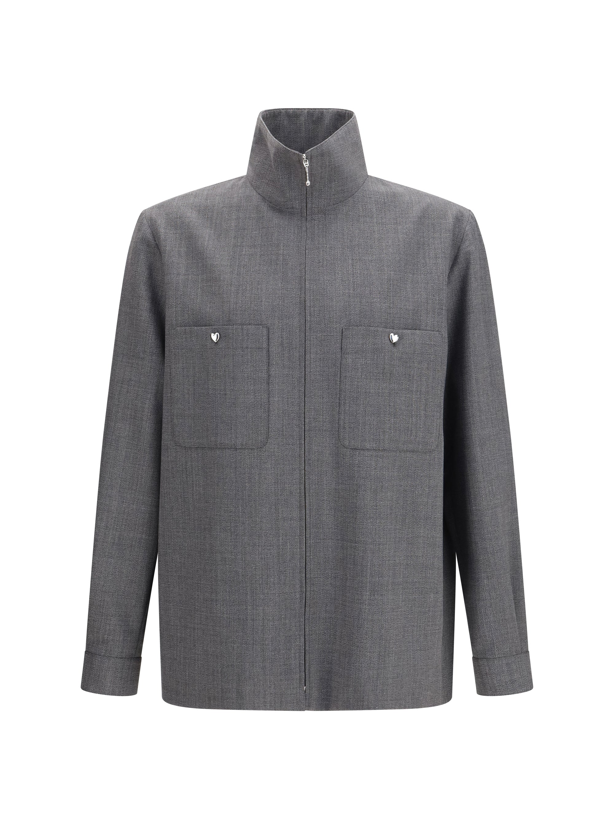 Mouliné Wool Shirt Jacket — Gray