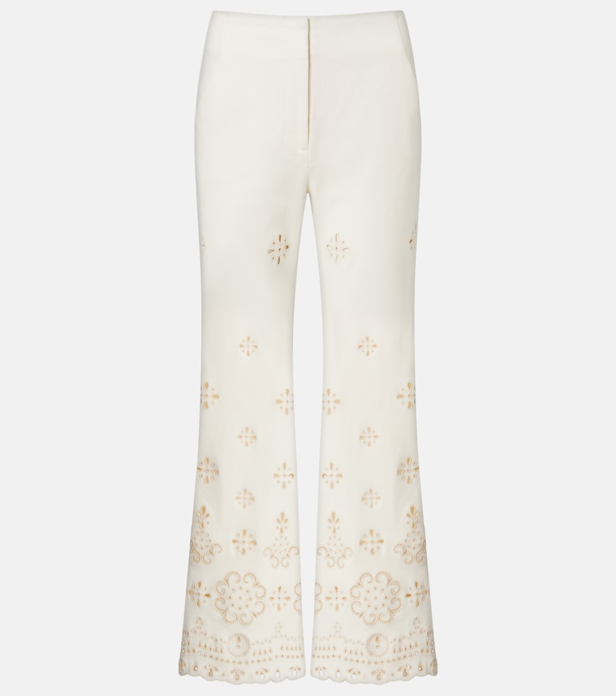 Komi eyelet cotton twill flared pants