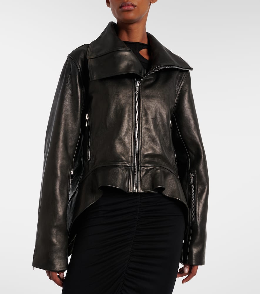Asymmetric leather jacket