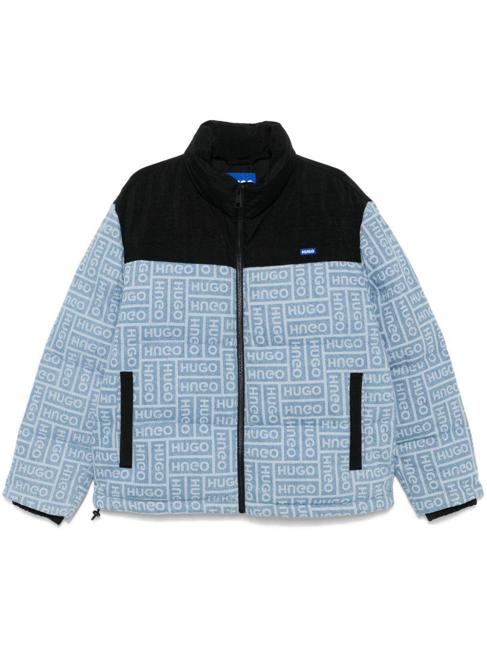Logo-print padded jacket - Blue