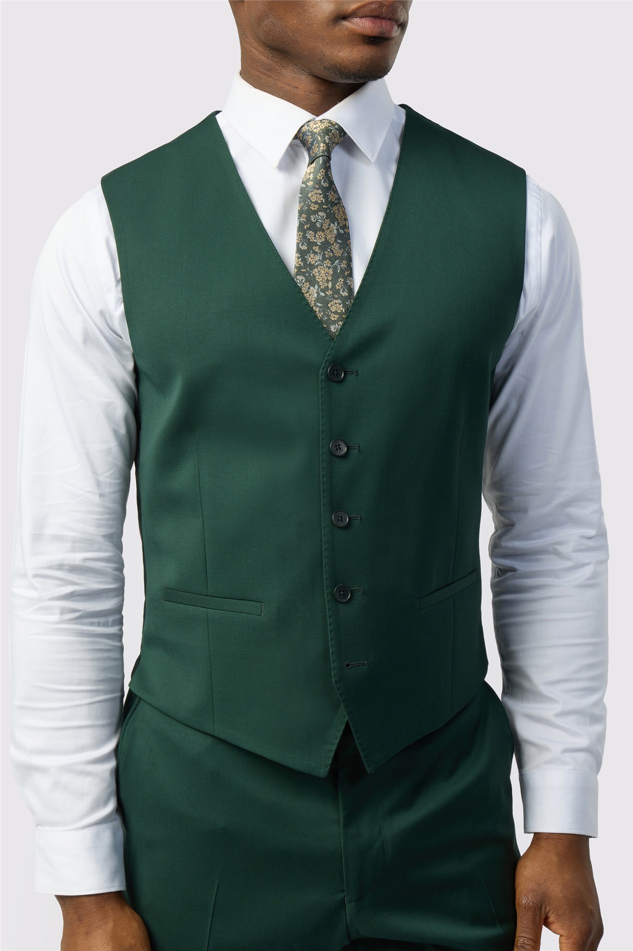 Ted Baker Mens Single Breasted Five Button V-neck Tailored Suit Waistcoat - Green Wool - 42 Chest