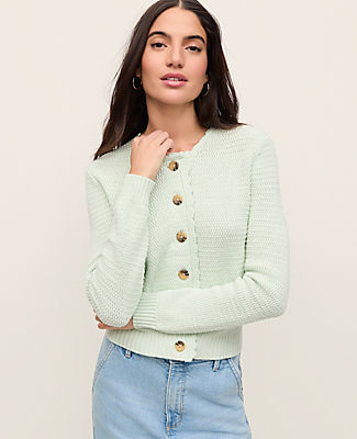 Ann Taylor Scalloped Trim Cardigan