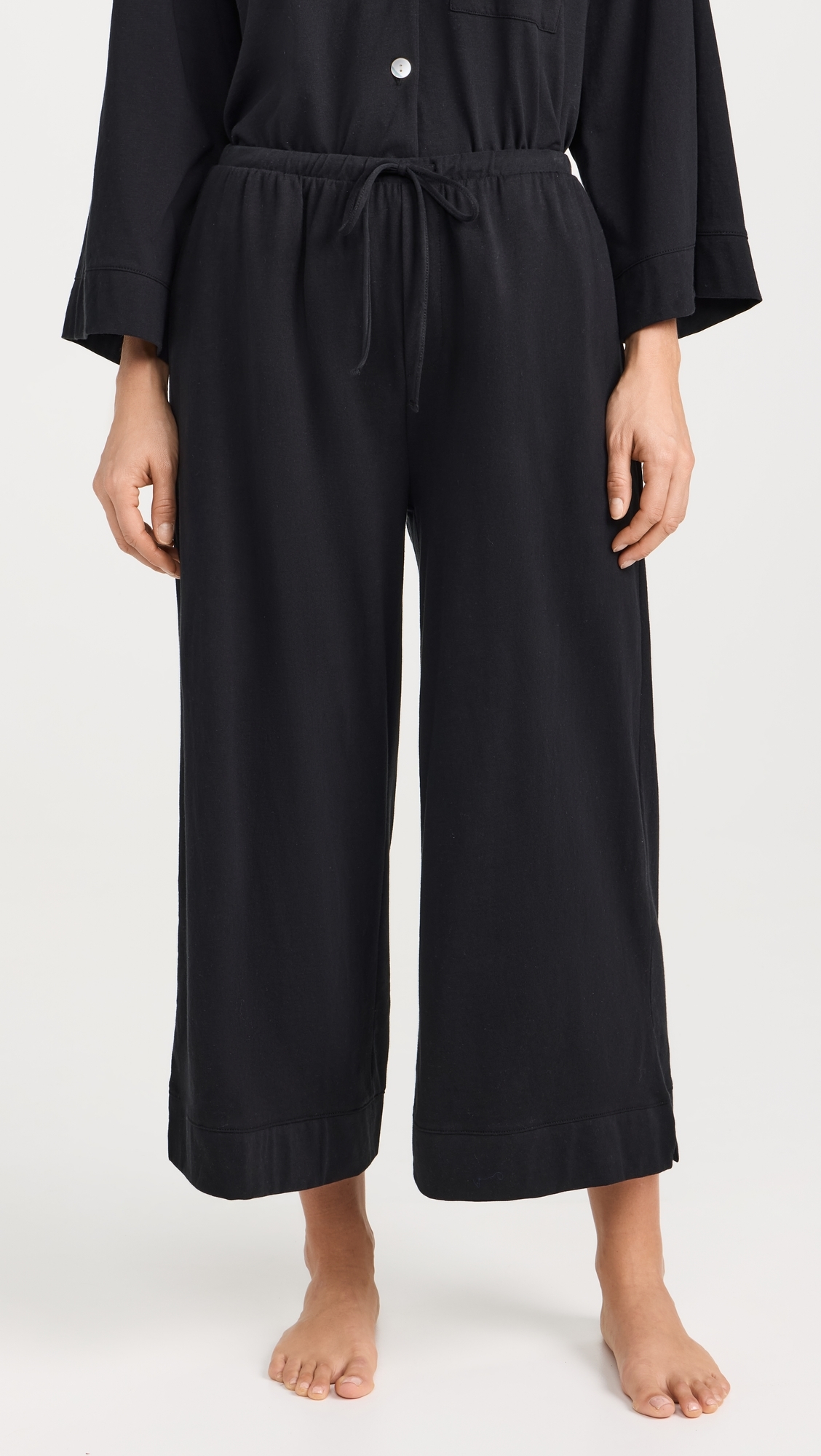 Women's Luxe Pima Black Wide Leg Pajama Set Black