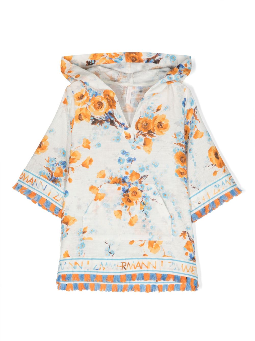 Floral-print hooded dress - White