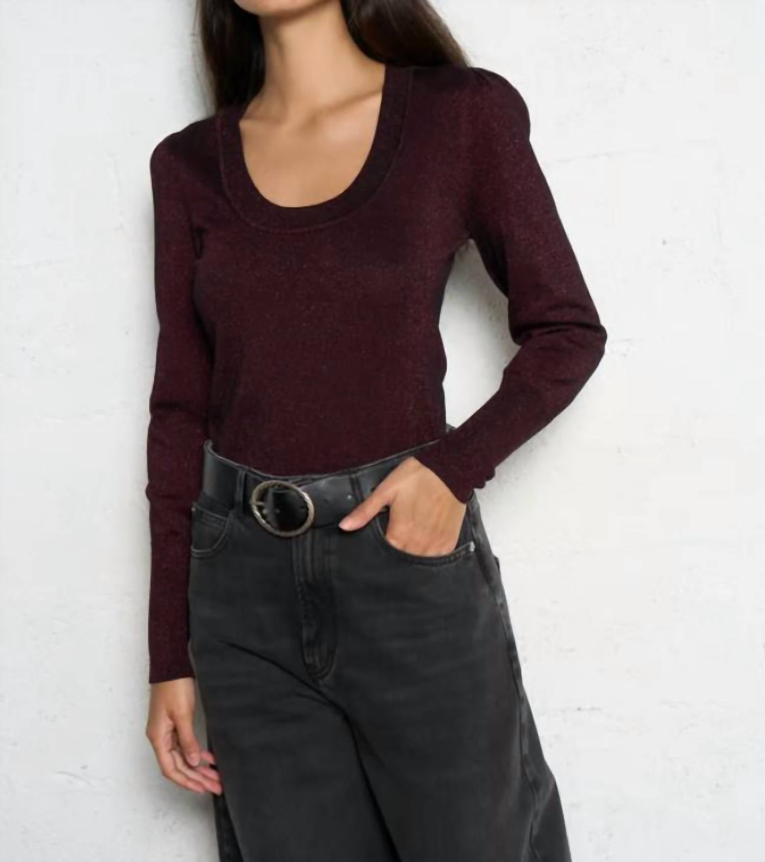 Pull Lurex Sweater In Burgandy Lurex