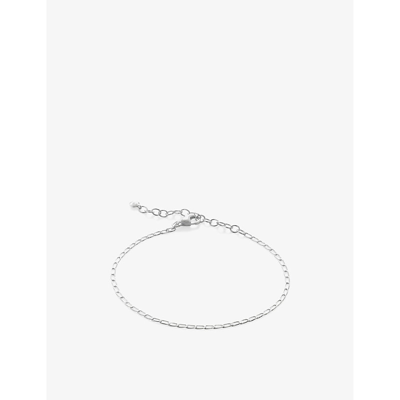 Womens Sterling Silver Open Link Sterling-silver Chain Bracelet 
