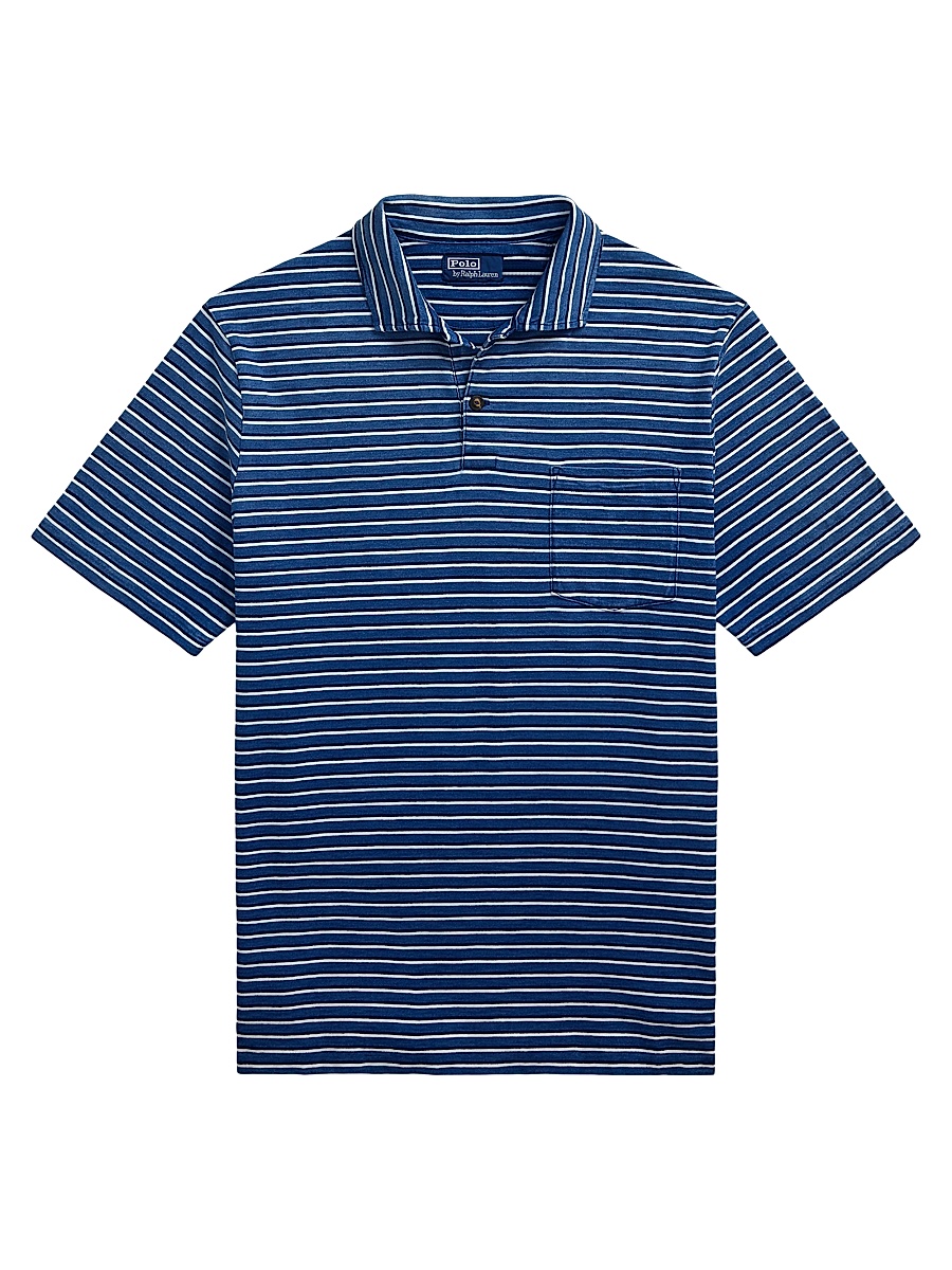 Men's Classic-Fit Striped Jersey Polo Shirt - Medium Indigo Multi