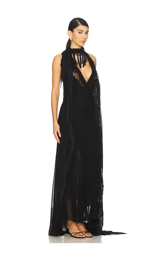 Blumarine Embroidered Georgette Dress in Black. - 38 also