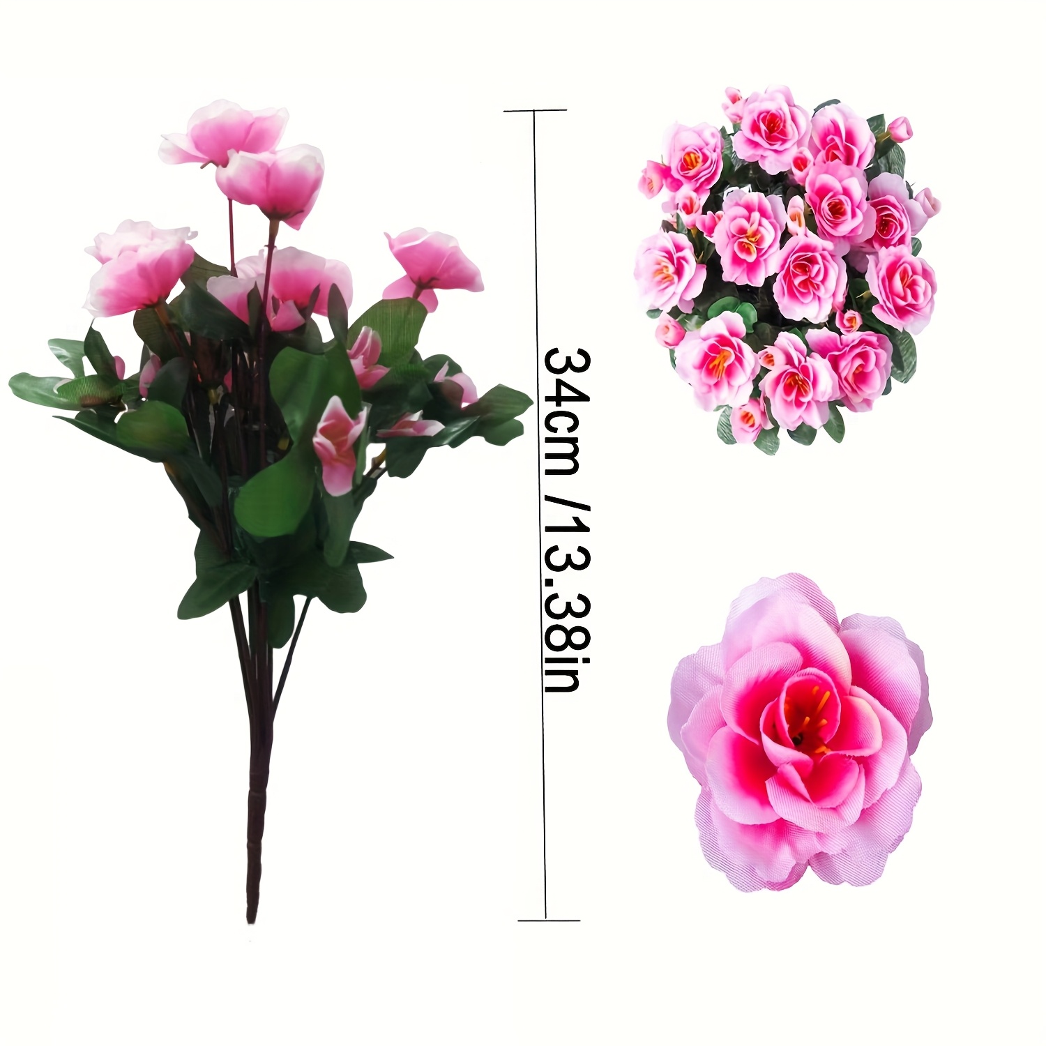 TEMU 4 Bundles Of Artificial Outdoor Flowers, Artificial Pink Camellias, Realistic Decor For Front Door Porch Patio Flower Pot Balcony Garden Yard
