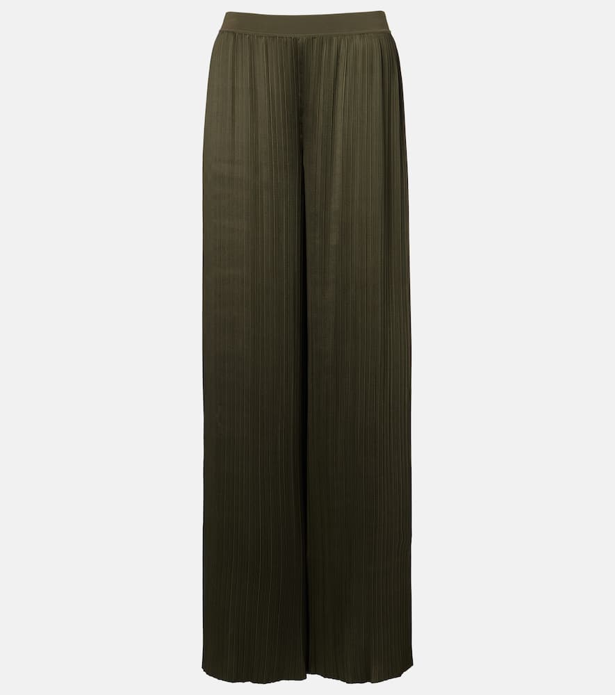 Amber plissé satin wide-leg pants