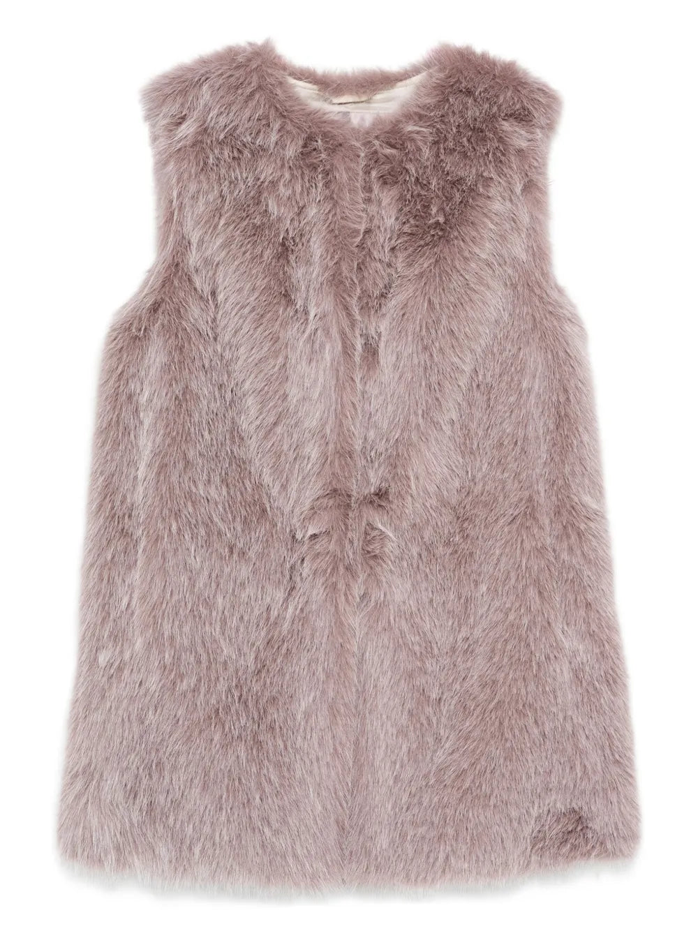 Faux-Fur Sleeveless Vest — Mauve