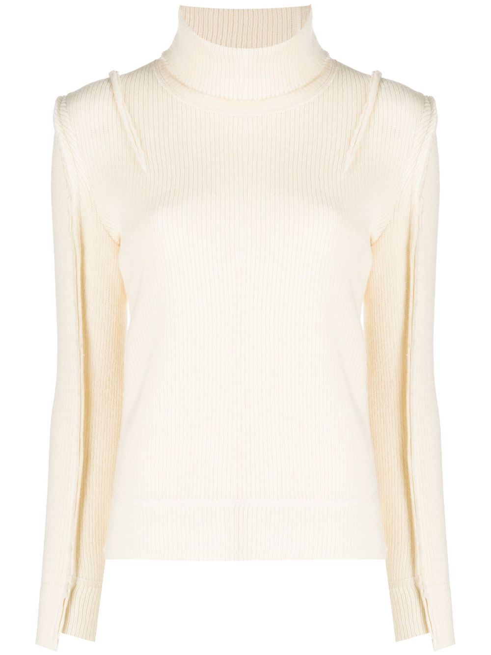 Ribbed-knit roll-neck jumper - Neutrals