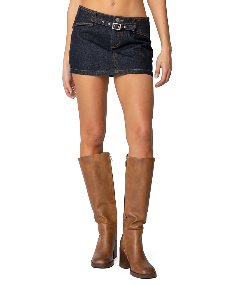 Keira Buckled Denim Mini Skirt