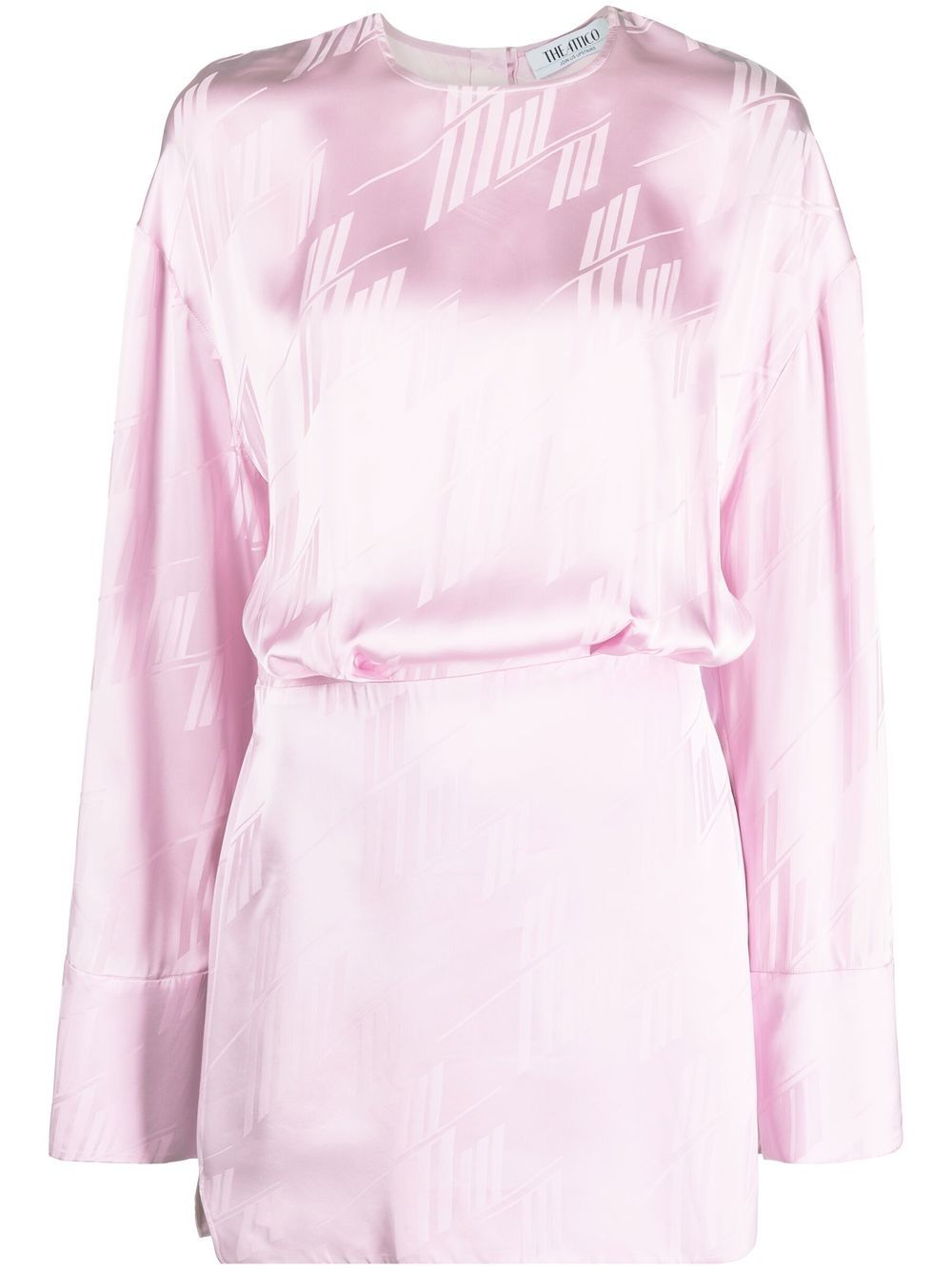 Logo-jacquard satin dress - Pink