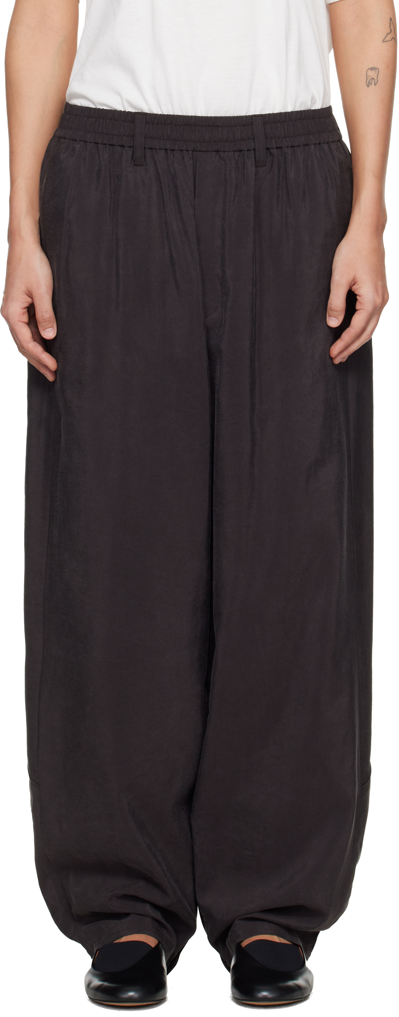 Brown Silk Nylon Track Trousers