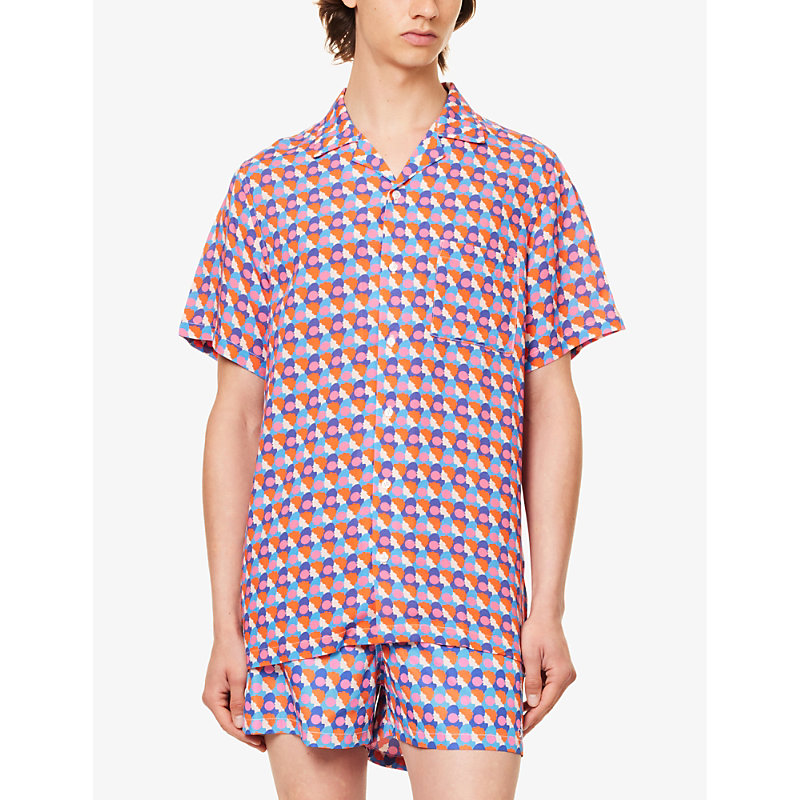 Arrels Barcelona 남성 Mens Pink Bubblegum Olimpia Printed Woven Shirt S 75521746
