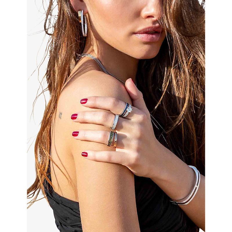 Womens Silver Chunky Sterling-silver and Zirconia Ring N.5