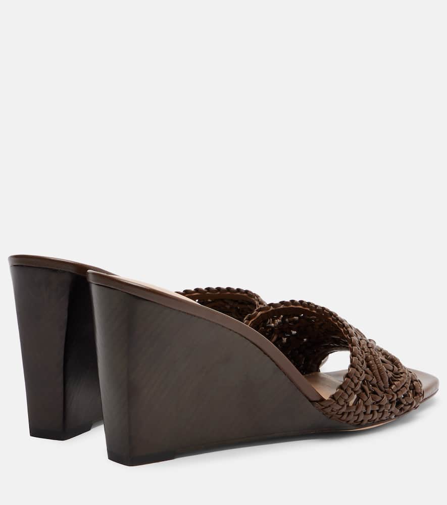 Ellen macramé leather wedge mules