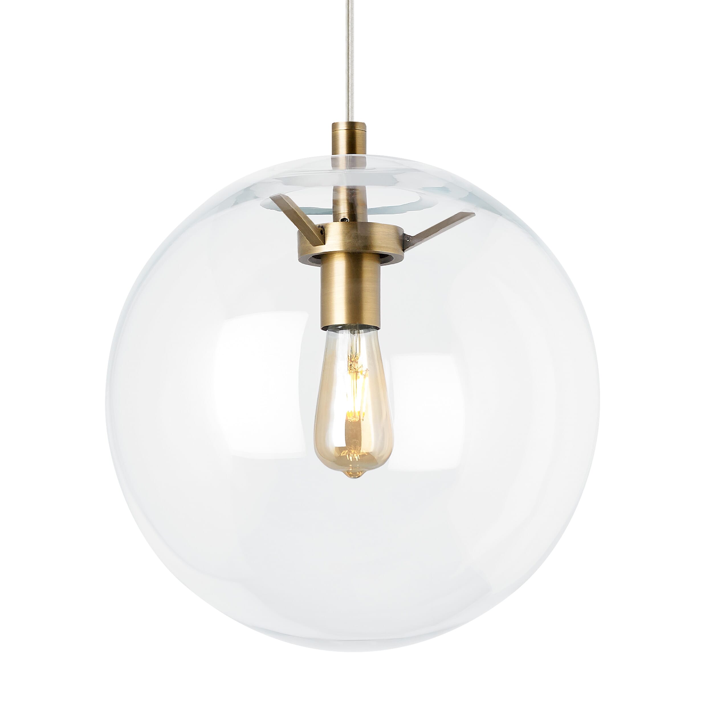 Palona 2700K LED 14" Pendant Light in Aged Brass and Clear