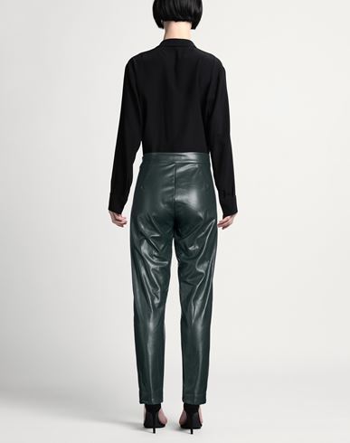 Woman Pants Dark green Size L Polyester, Polyurethane