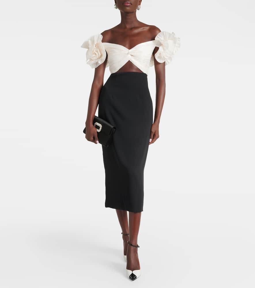Ziselle cutout Lurex and crêpe midi dress
