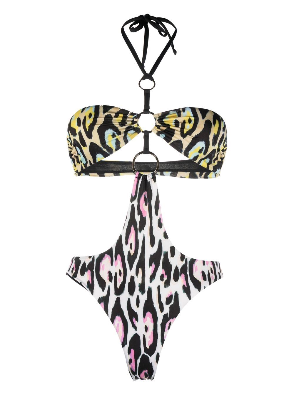 Leopard-print cut-out swimsuit - White