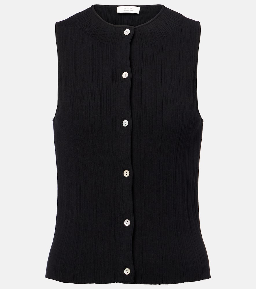 Ribbed-knit cotton top