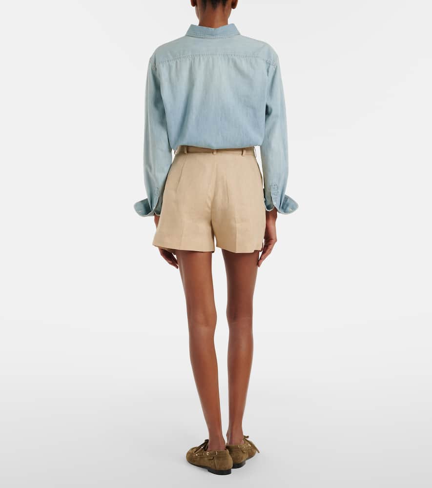 Belted linen shorts