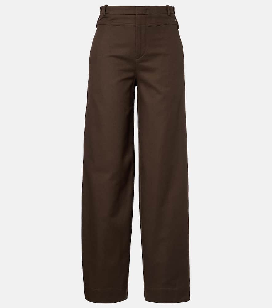 Cotton twill wide-leg pants