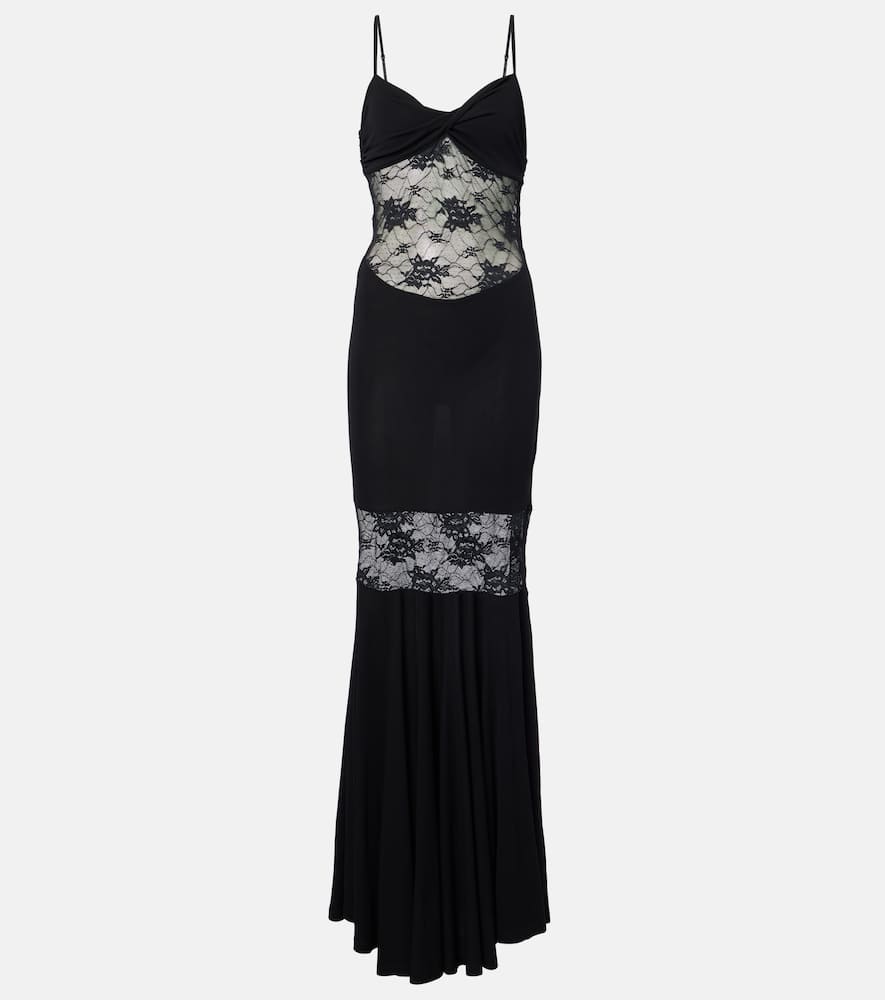 Paneled lace gown