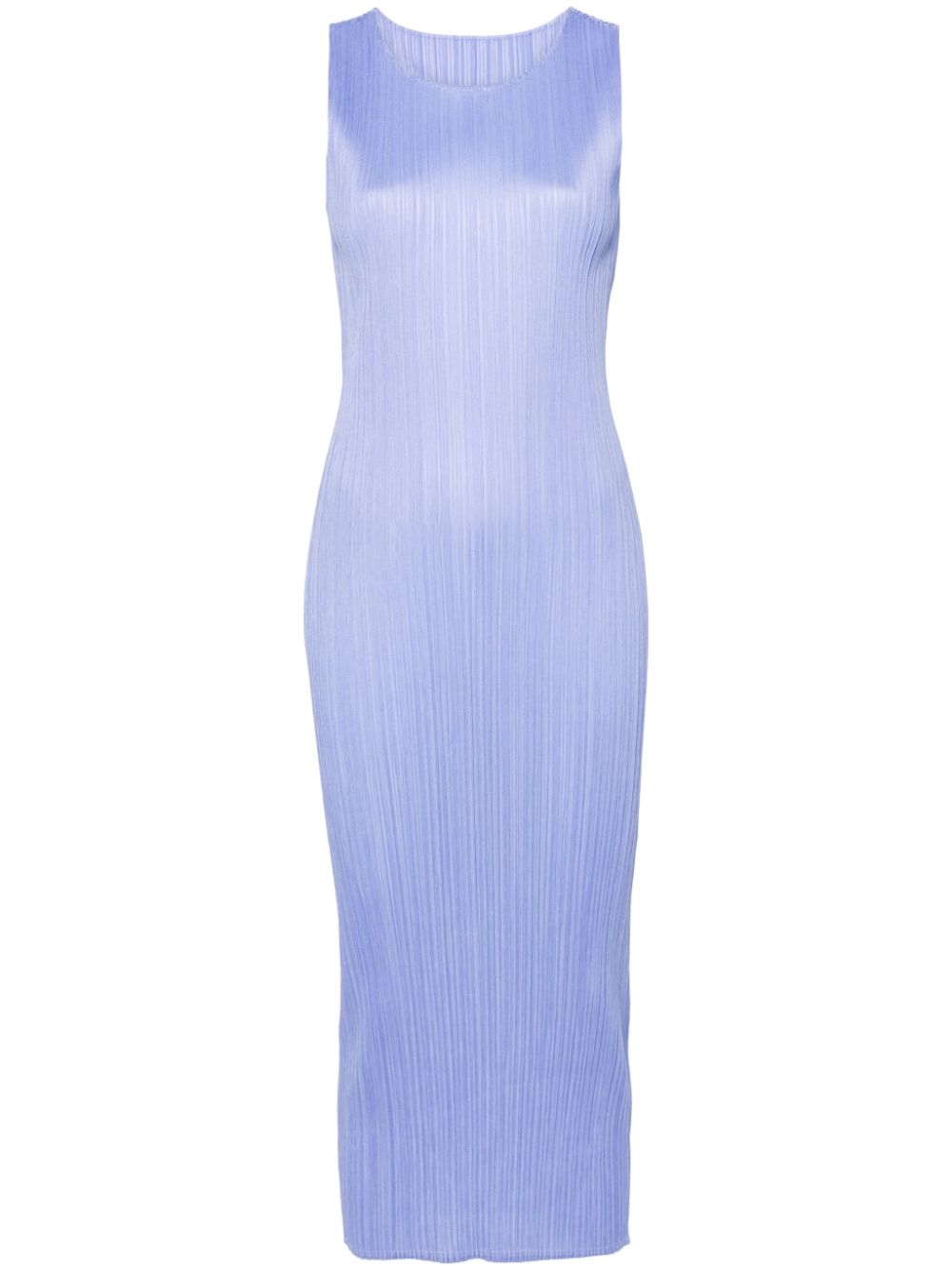Plissé sleeveless midi dress - Neutrals