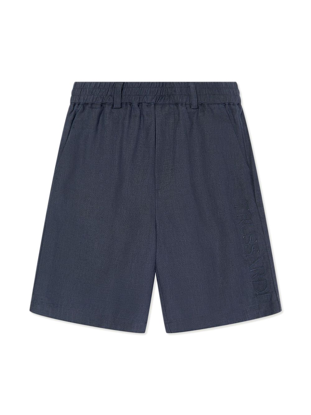 Linen elasticated-waist shorts - Blue