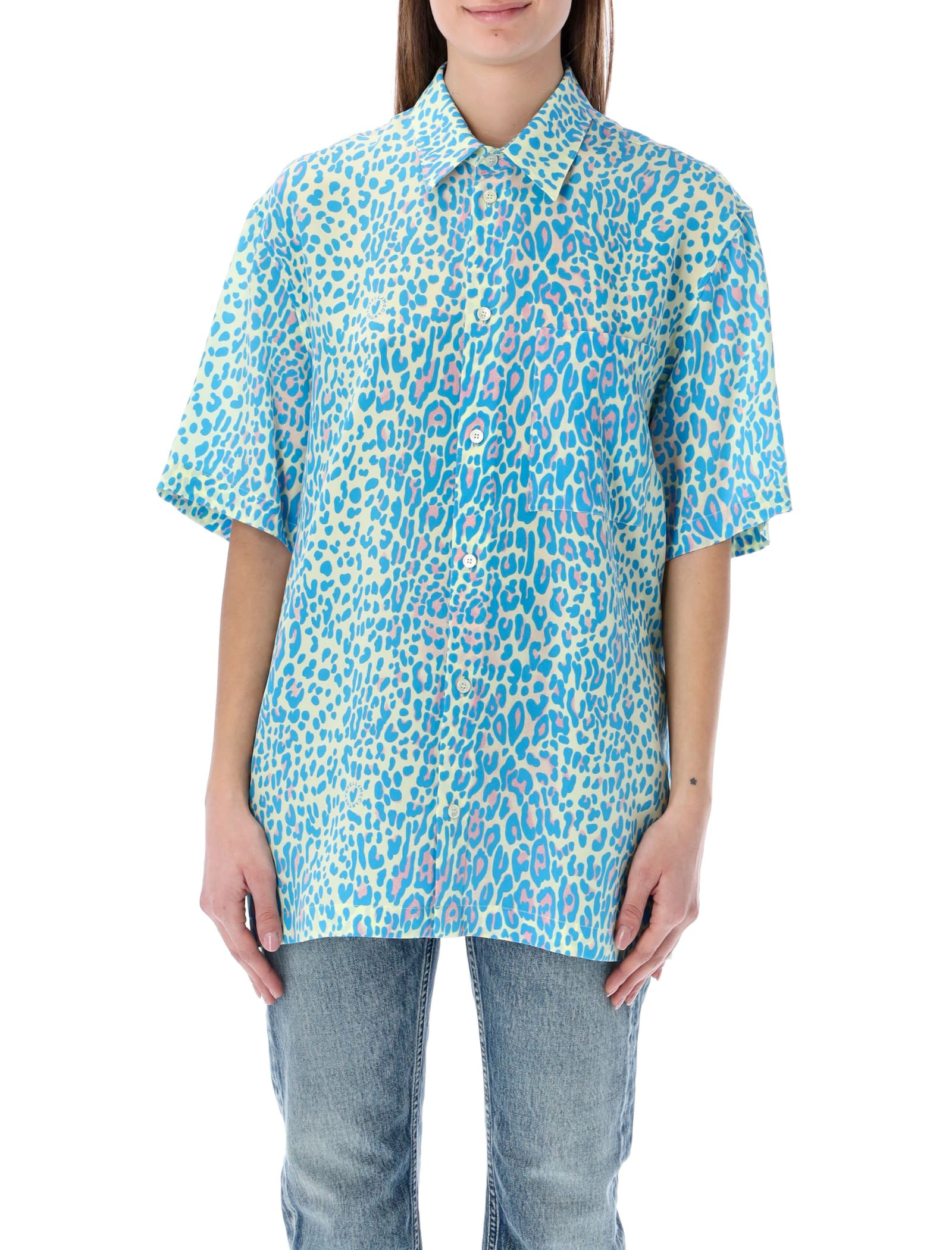 Leopard print short-sleeve shirt